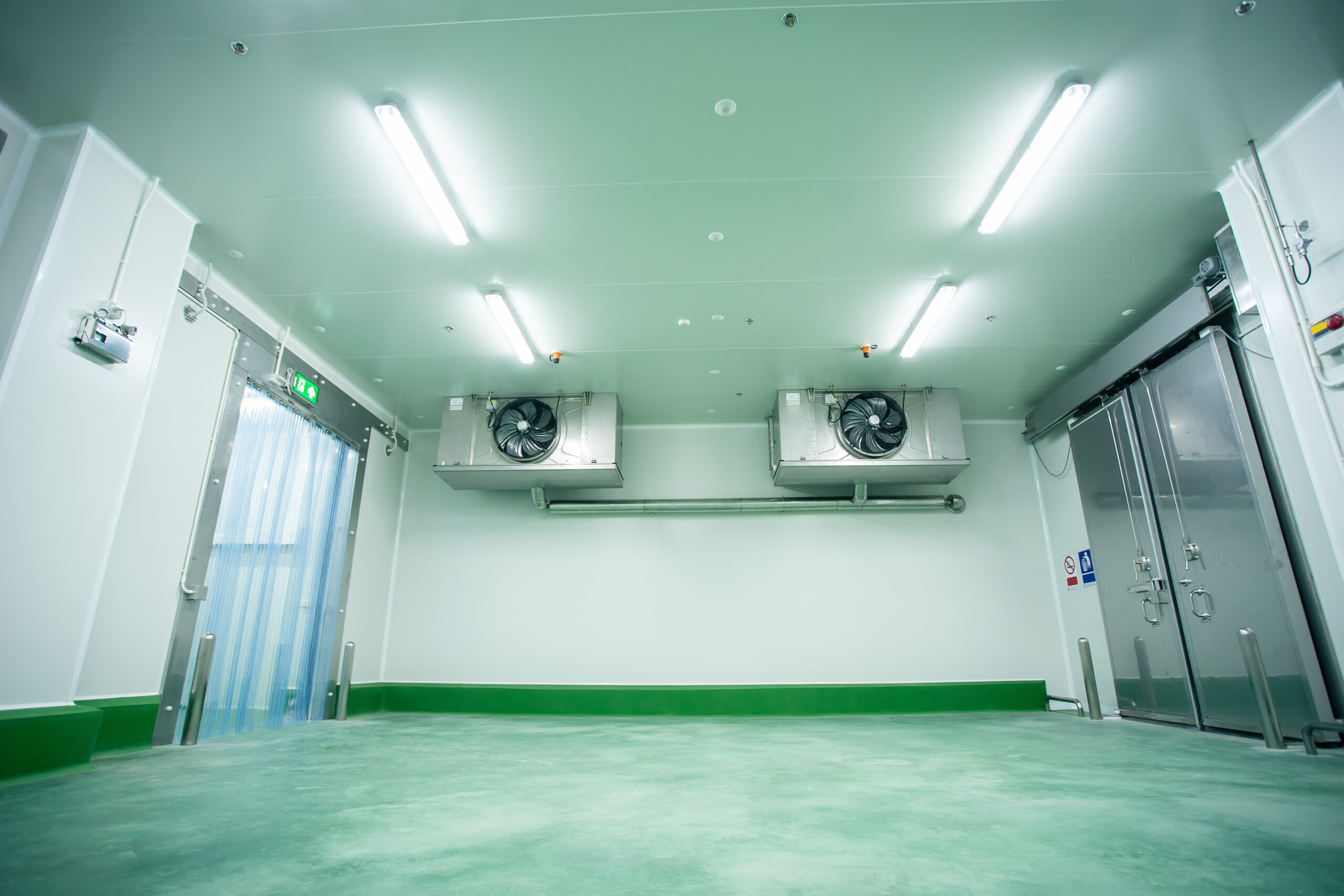 Empty loading room, Fan coil unit (FCU) in loading room before shipping to cold storage room. Air conditioner in loading room.